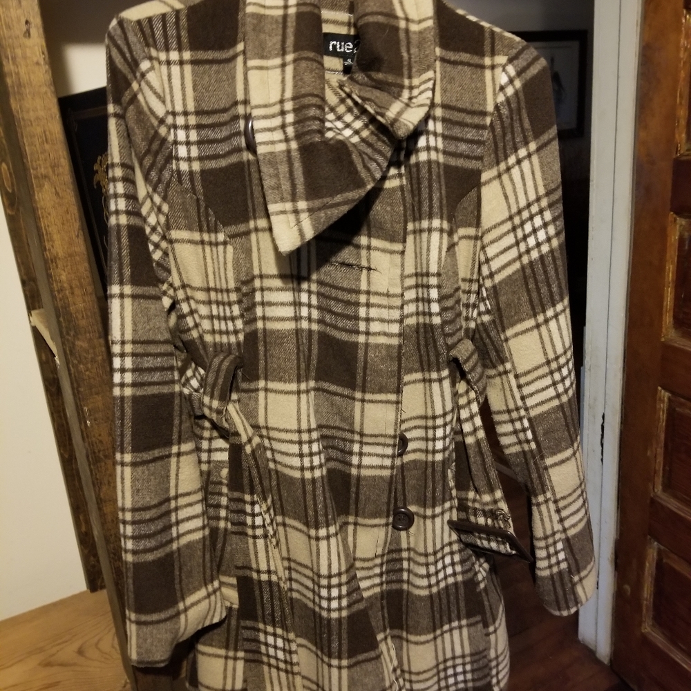 Plaid wool coat